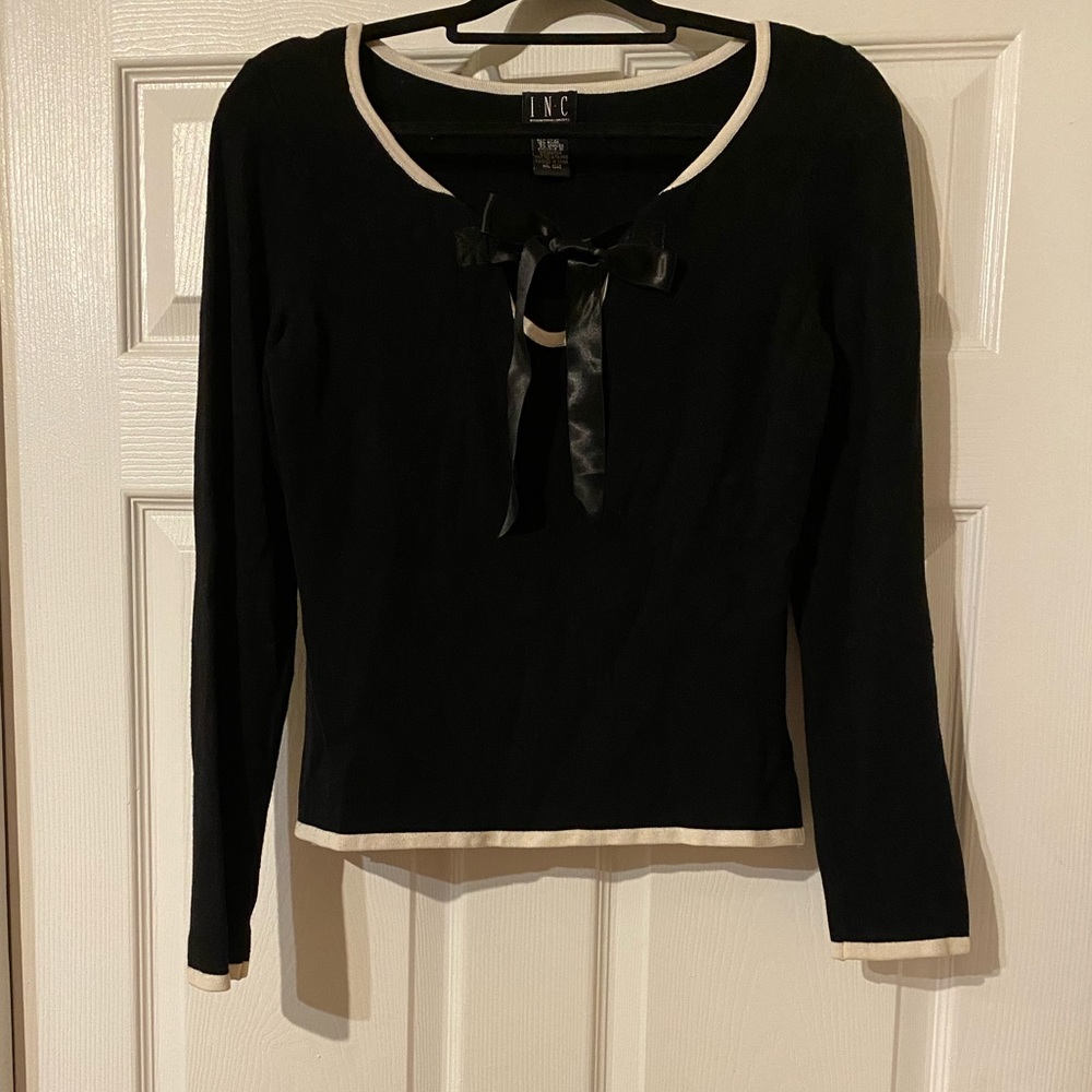 INC Black Sweater with bow in front - Size 8